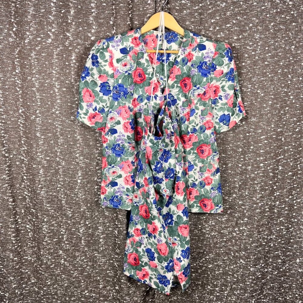Vintage Jacket Blazer Jacket Set with Skirt Floral Design